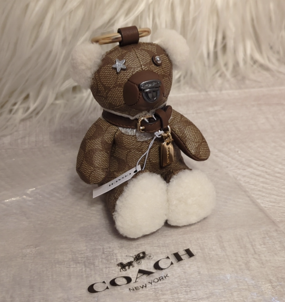 Coach Limited Edition Signature Canvas Bear Bag Charm