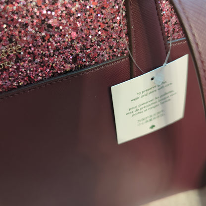 Kate Spade large tote in cherrywood/glitter detail & crossgrain leatherDiscover the elegant Kate Spade large tote in cherrywood with glitter detail & gold hardware. Perfect size at 14x11x6 inches. Shop luxury.$399.00Boston304