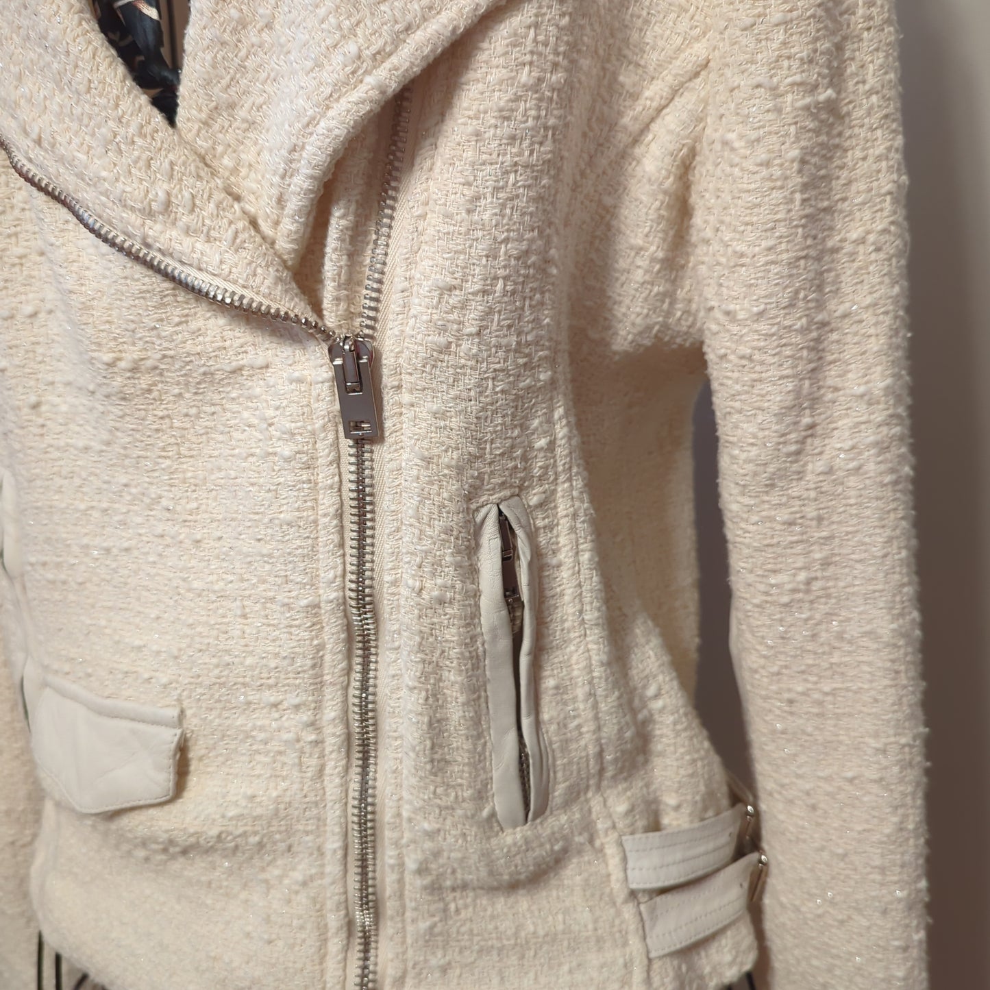 Iro Bradley Moto JacketShop the exclusive Iro Bradley Moto Jacket in ivory tweed. Crafted with cotton & lamb trim, it's a timeless medium-sized stunner.$600.00Boston304