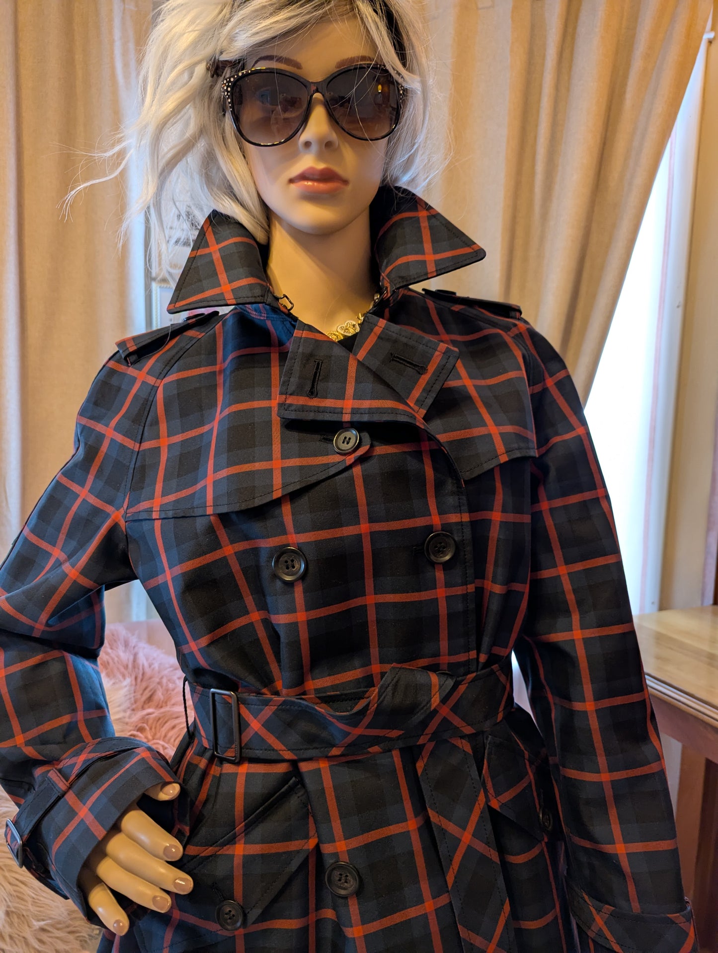 Coach Mini Plaid Trench Coat