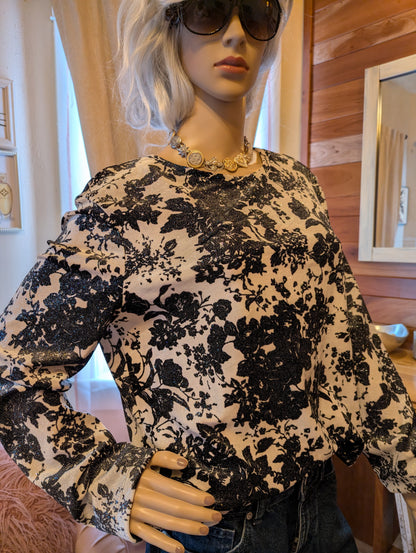 White Stag Velvet and Glitter Floral Top