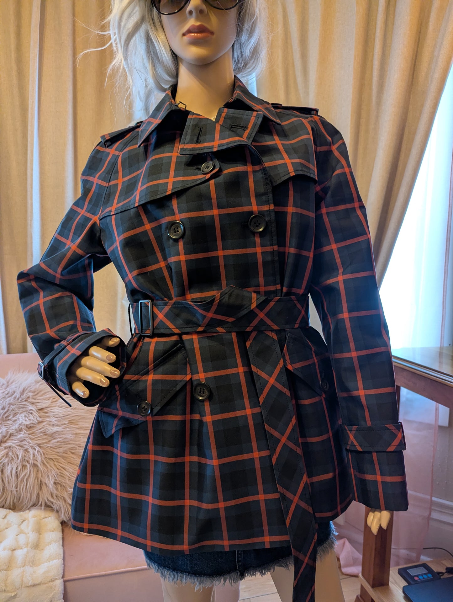 Coach Mini Plaid Trench Coat