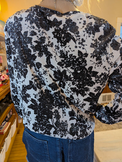White Stag Velvet and Glitter Floral Top