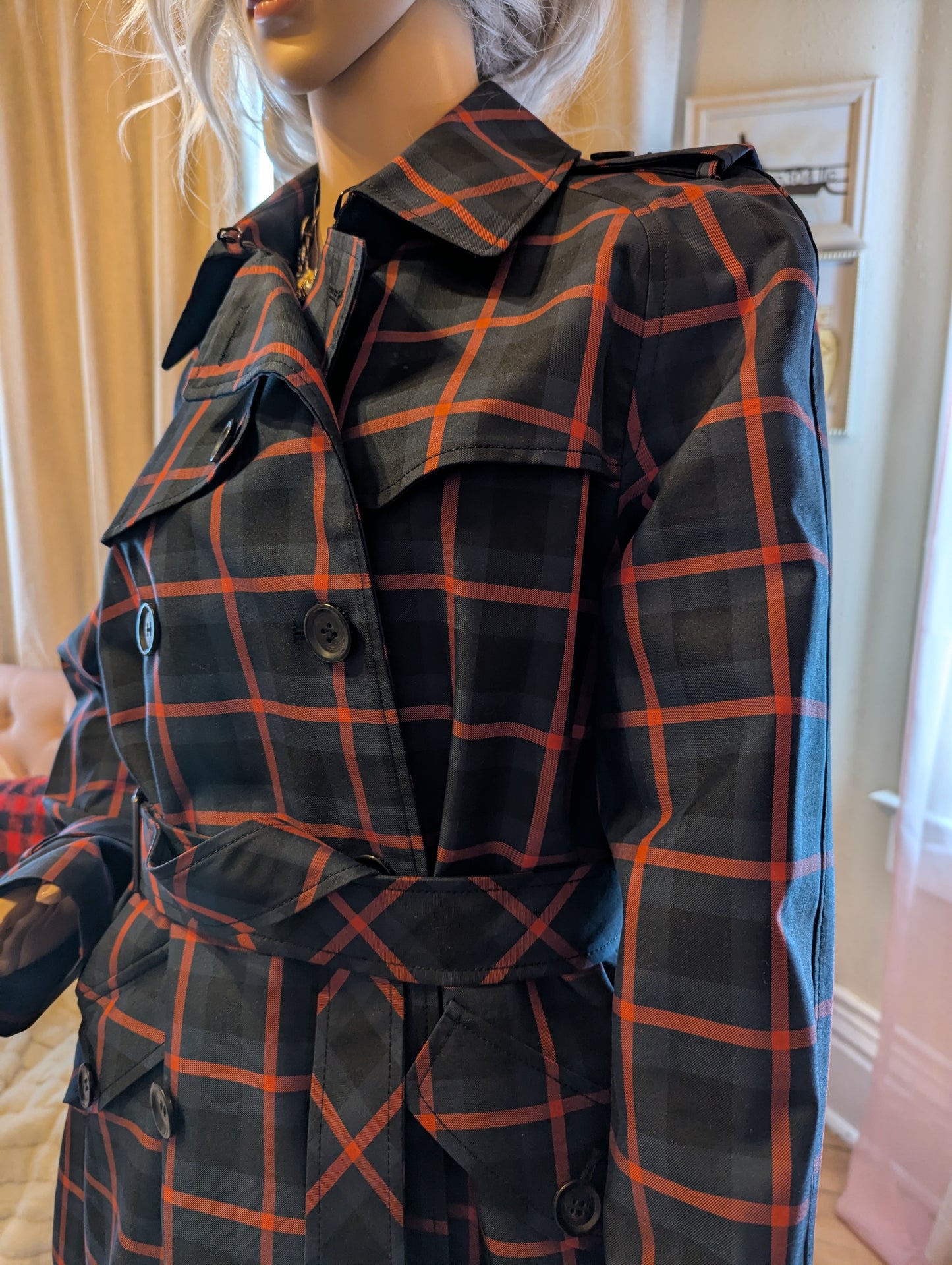 Coach Mini Plaid Trench Coat