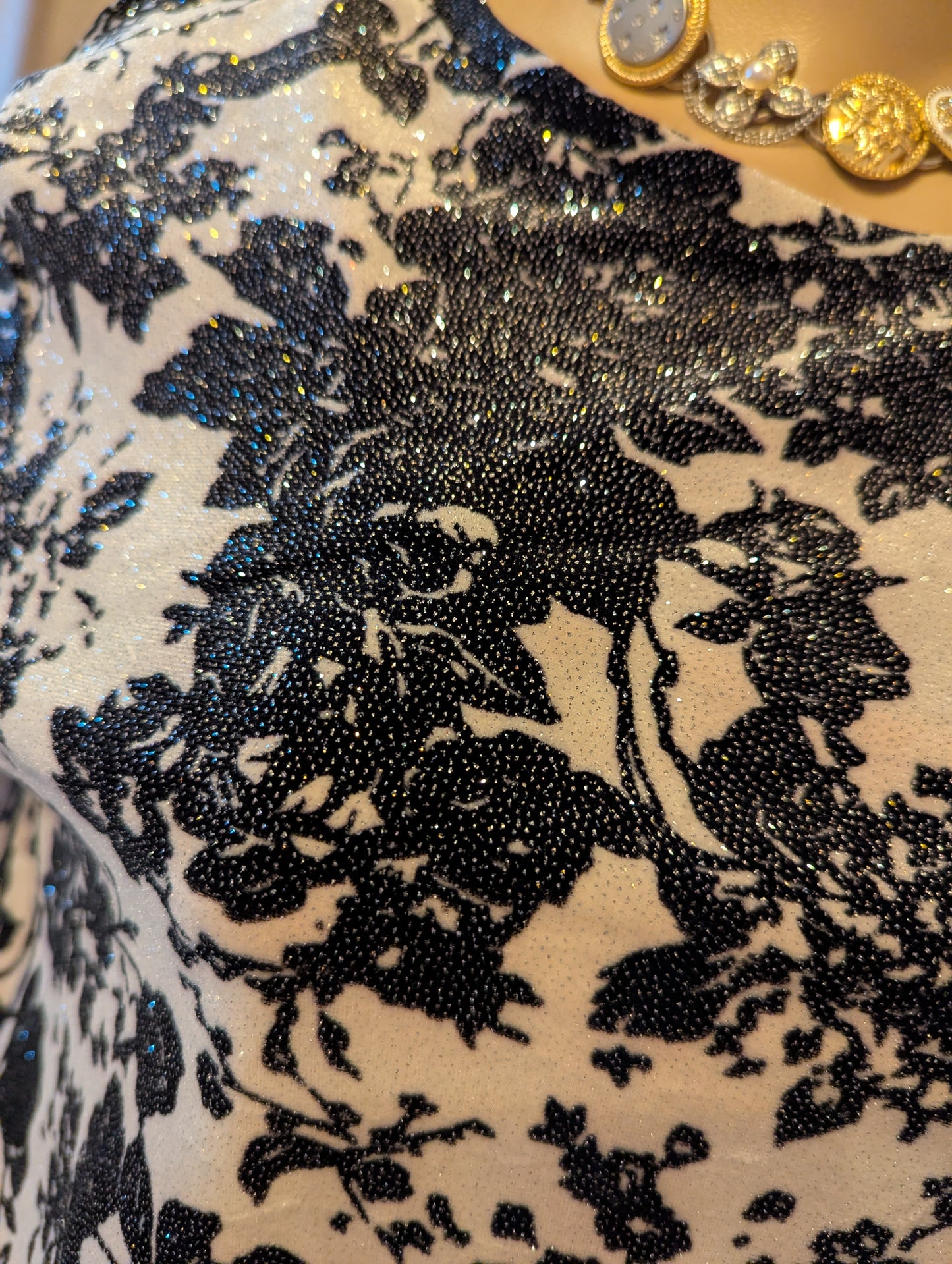 White Stag Velvet and Glitter Floral Top