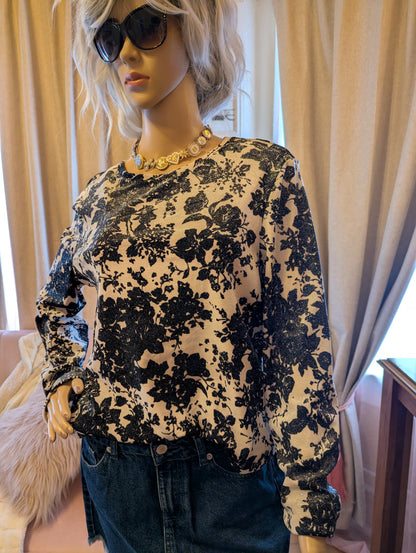 White Stag Velvet and Glitter Floral Top